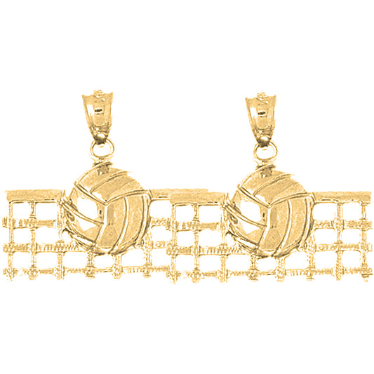 Yellow Gold-plated Silver 21mm Volleyball Earrings