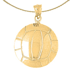 Sterling Silver Volleyball Pendant (Rhodium or Yellow Gold-plated)