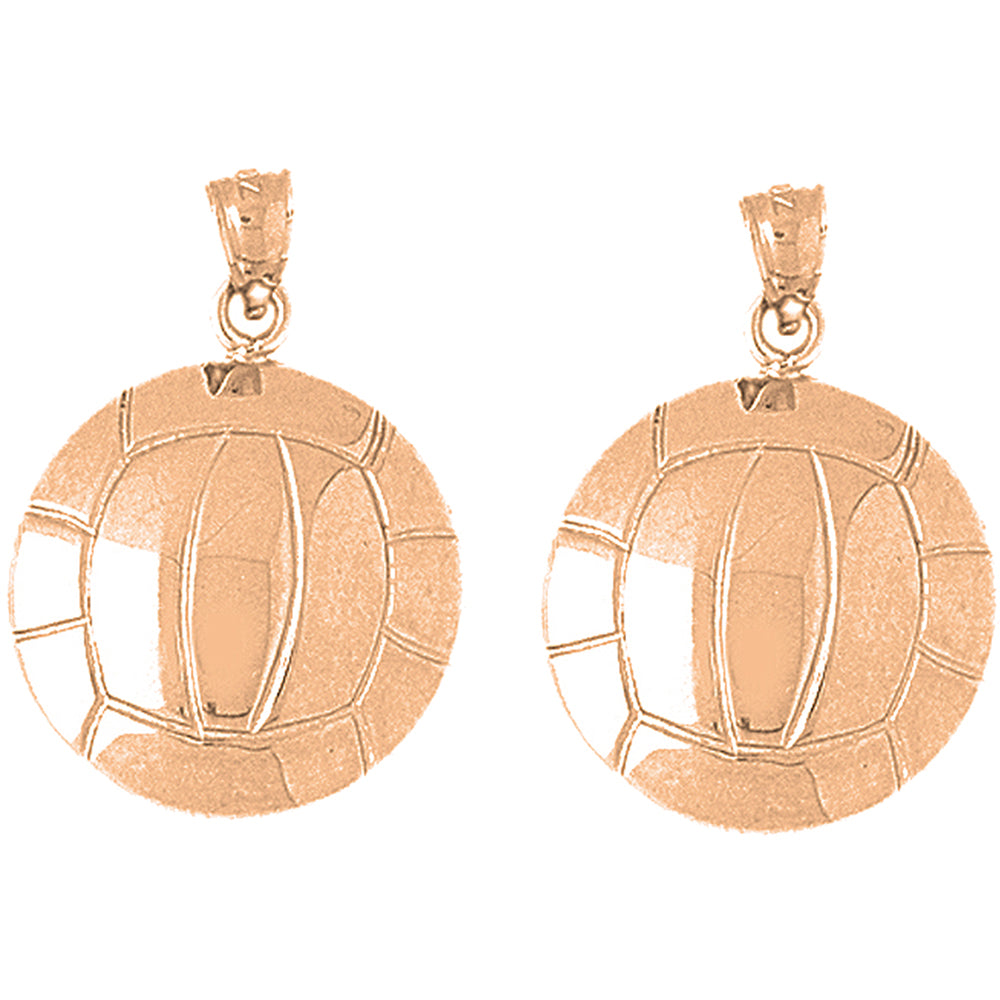 14K or 18K Gold 27mm Volleyball Earrings