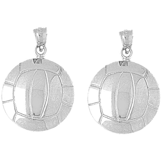 Sterling Silver 27mm Volleyball Earrings