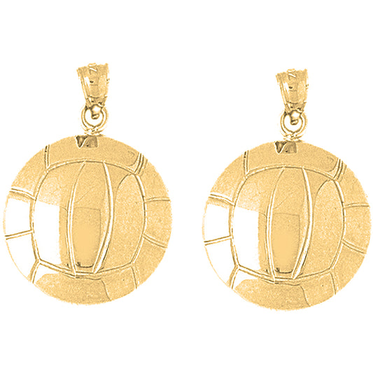 Yellow Gold-plated Silver 27mm Volleyball Earrings