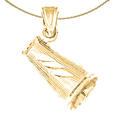 Sterling Silver 3D Megaphone Pendant (Rhodium or Yellow Gold-plated)