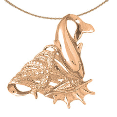 10K, 14K or 18K Gold Dolphins, Starfish, And Shell Pendant