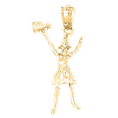 Yellow Gold-plated Silver 3D Cheerleader Pendant