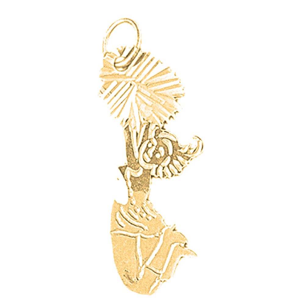 Yellow Gold-plated Silver Cheerleader Pendant