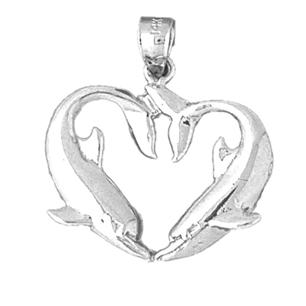 Sterling Silver Dolphin Heart Pendant