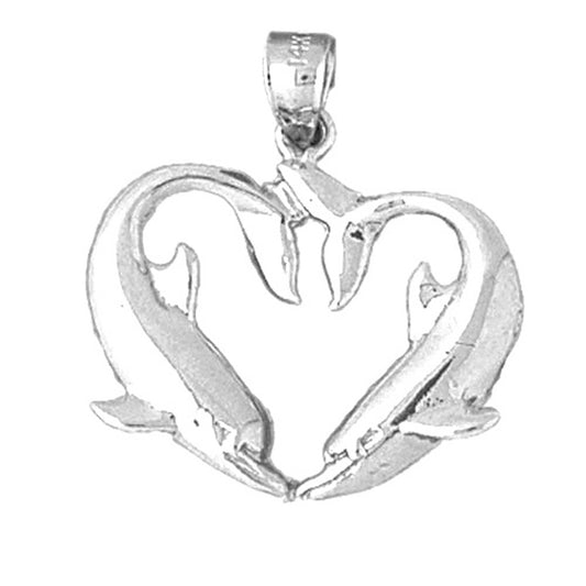 Sterling Silver Dolphin Heart Pendant