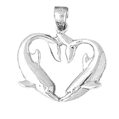 Sterling Silver Dolphin Heart Pendant