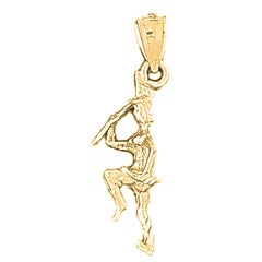 Yellow Gold-plated Silver 3D Cheerleader Pendant