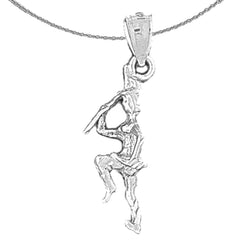 Sterling Silver 3D Cheerleader Pendant (Rhodium or Yellow Gold-plated)