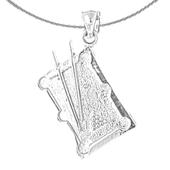 Sterling Silver Pool Table Pendant (Rhodium or Yellow Gold-plated)