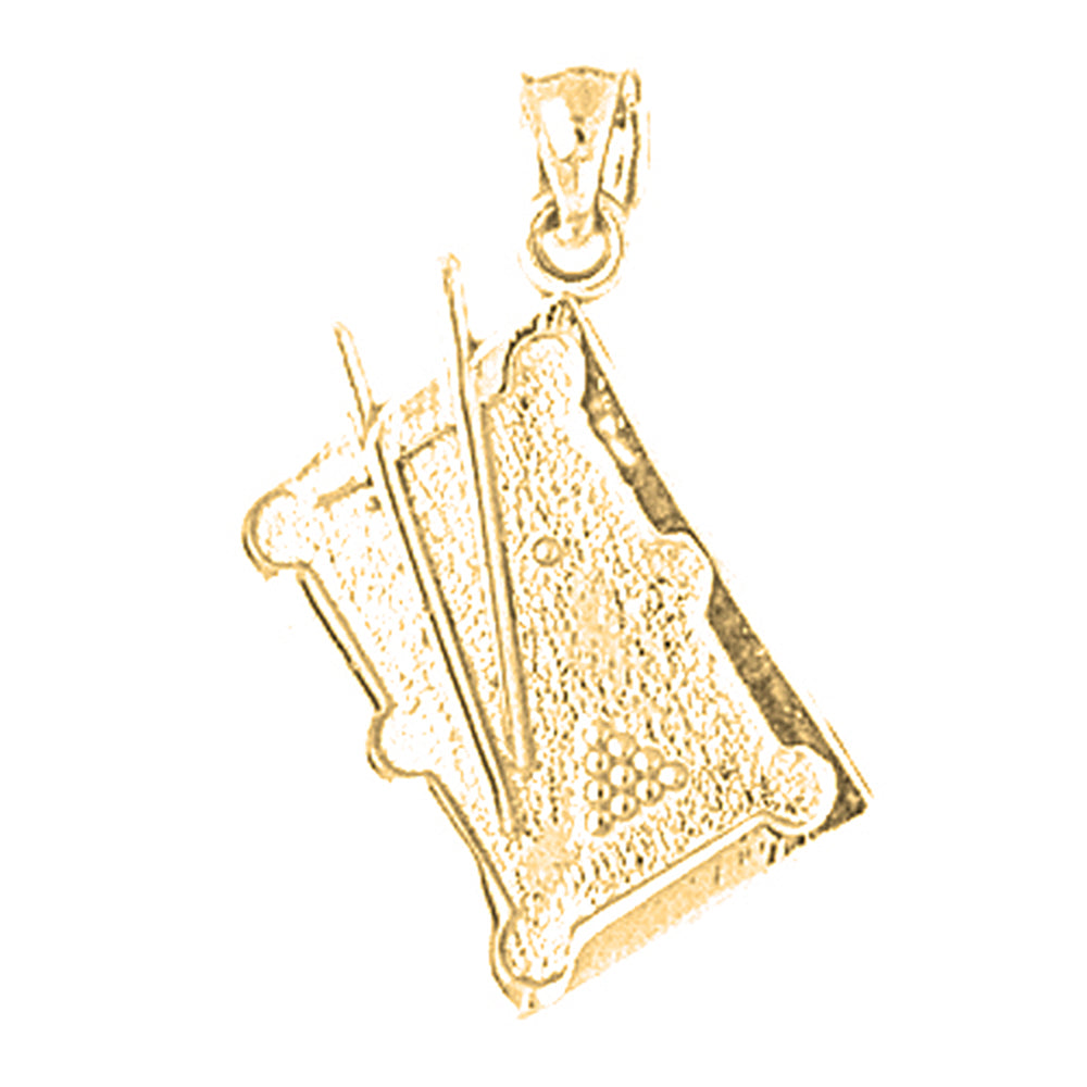 Yellow Gold-plated Silver Pool Table Pendant