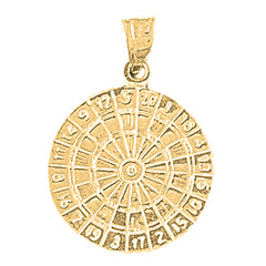 Yellow Gold-plated Silver Dart Board Pendant