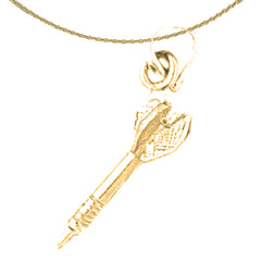 Sterling Silver 3D Dart Pendant (Rhodium or Yellow Gold-plated)