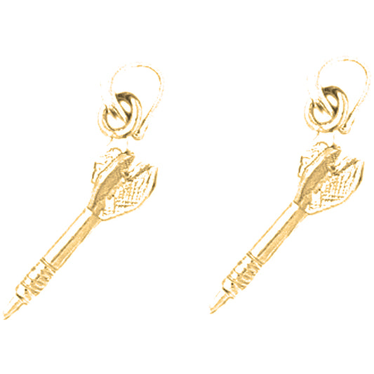 Yellow Gold-plated Silver 19mm 3D Dart Earrings