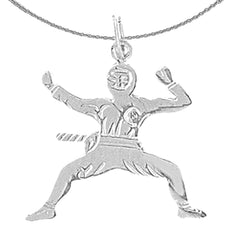 Sterling Silver Ninja Pendant (Rhodium or Yellow Gold-plated)