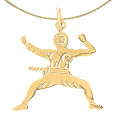 Sterling Silver Ninja Pendant (Rhodium or Yellow Gold-plated)