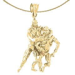 Sterling Silver Wrestler Pendant (Rhodium or Yellow Gold-plated)