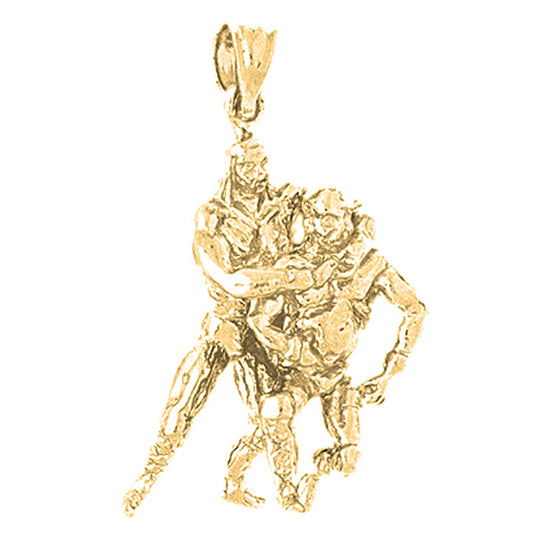Yellow Gold-plated Silver Wrestler Pendant