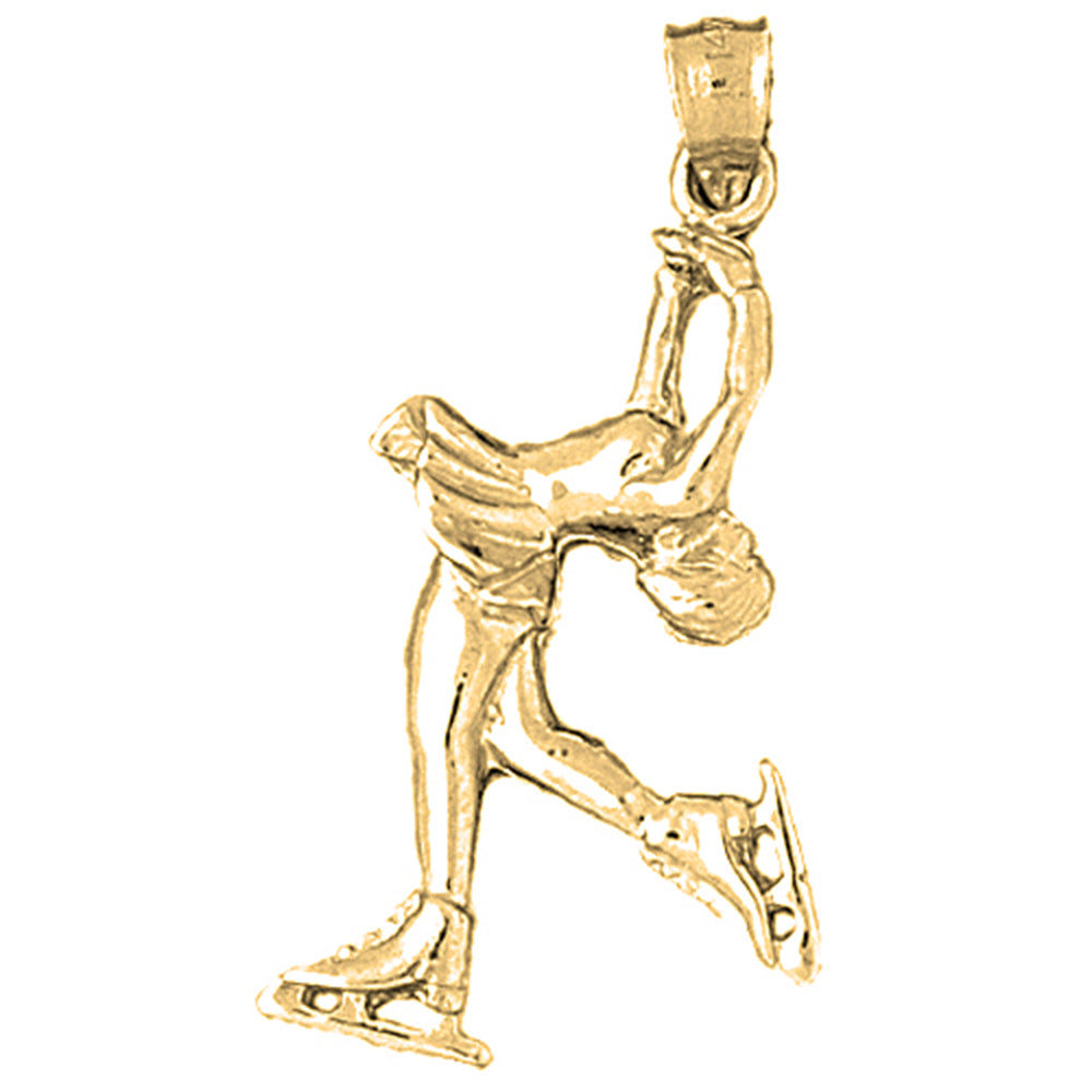 Yellow Gold-plated Silver Ice Skater Pendant