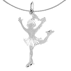 Sterling Silver Ice Skater Pendant (Rhodium or Yellow Gold-plated)