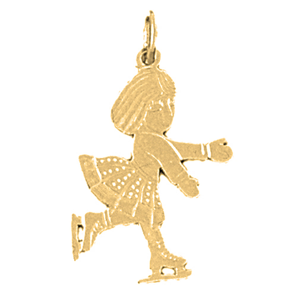 Yellow Gold-plated Silver Ice Skater Pendant