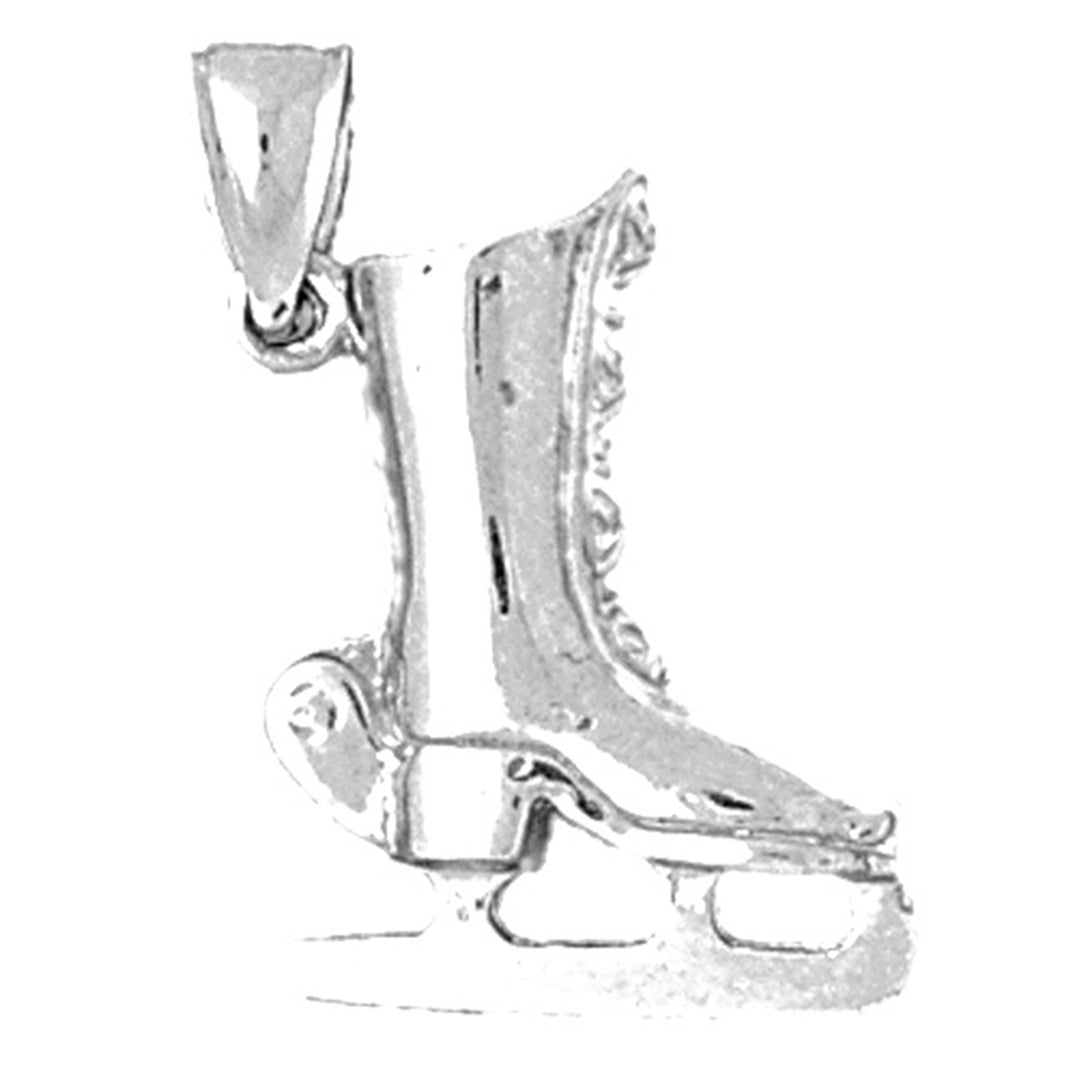 Sterling Silver 3mm Ice Skate Pendant