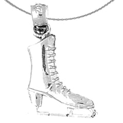 Sterling Silver 3D Ice Skate Pendant (Rhodium or Yellow Gold-plated)