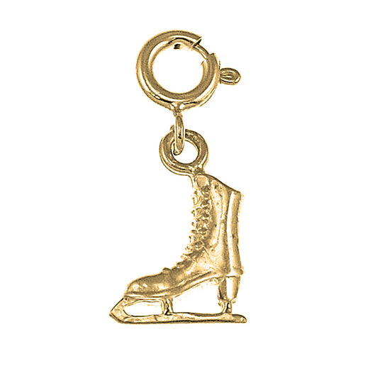 Yellow Gold-plated Silver 3D Ice Skate Pendant