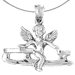 Sterling Silver Angel On Ice Skate Pendant (Rhodium or Yellow Gold-plated)