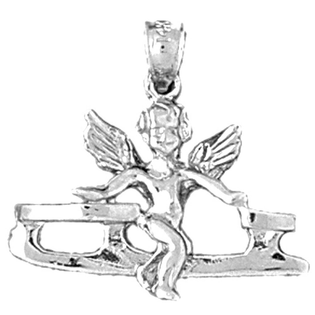 Sterling Silver Angel On Ice Skate Pendant