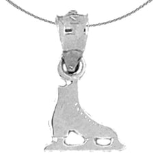 Sterling Silver Ice Skate Pendant (Rhodium or Yellow Gold-plated)