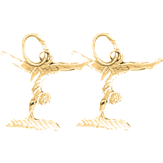 Yellow Gold-plated Silver 16mm Gymnast Earrings