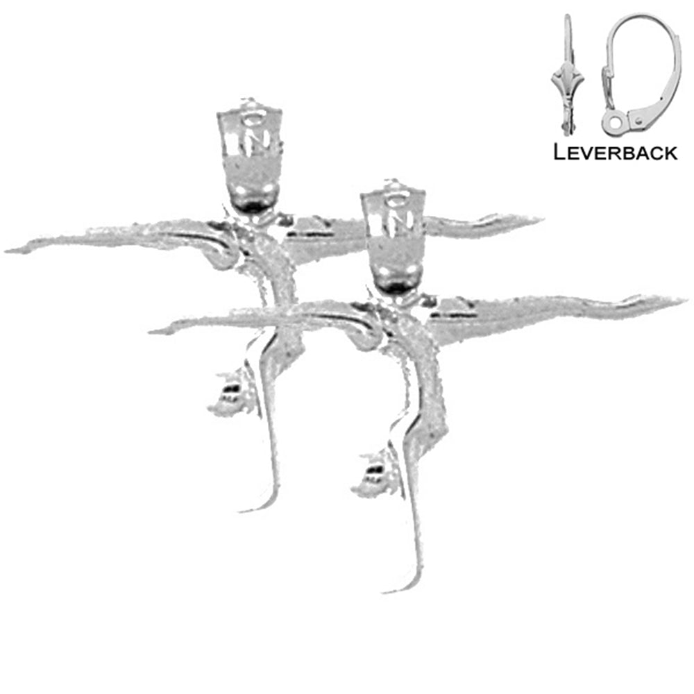 Sterling Silver 18mm Gymnast Earrings (White or Yellow Gold Plated)