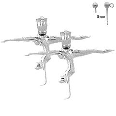 Sterling Silver 18mm Gymnast Earrings (White or Yellow Gold Plated)