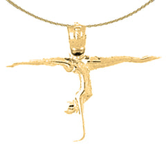 Sterling Silver Gymnast Pendant (Rhodium or Yellow Gold-plated)