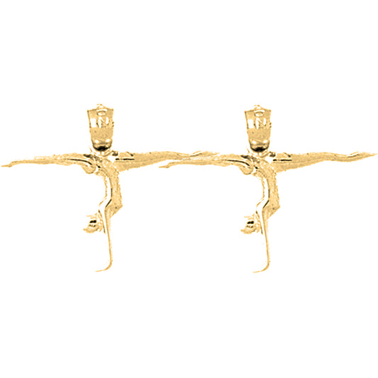 14K or 18K Gold 18mm Gymnast Earrings