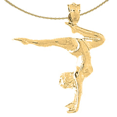 Sterling Silver Gymnast Pendant (Rhodium or Yellow Gold-plated)