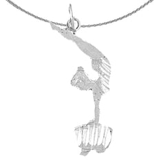 Sterling Silver Gymnast Pendant (Rhodium or Yellow Gold-plated)