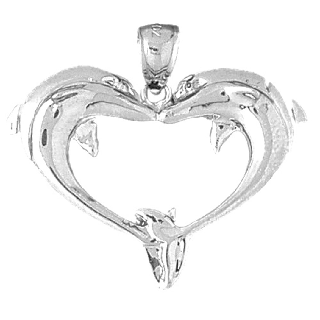Sterling Silver Dolphin Heart Pendant