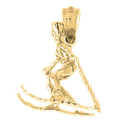 Yellow Gold-plated Silver 3D Skier Pendant