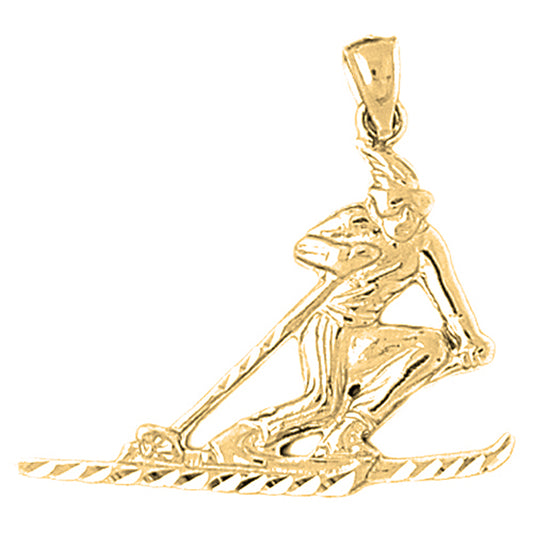 Yellow Gold-plated Silver Skier Pendant
