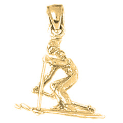 Yellow Gold-plated Silver 3D Skier Pendant