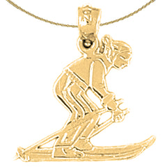 Sterling Silver Skier Pendant (Rhodium or Yellow Gold-plated)