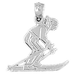 Sterling Silver Skier Pendant