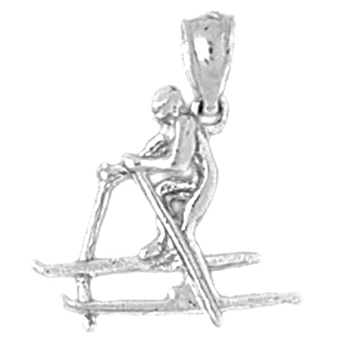 Sterling Silver 3D Skier Pendant