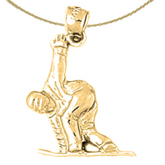 Sterling Silver Snow Boarder Pendant (Rhodium or Yellow Gold-plated)