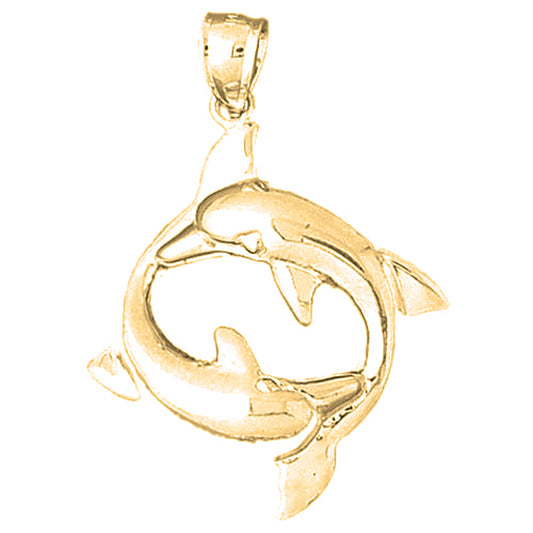 Yellow Gold-plated Silver Dolphin Pendant