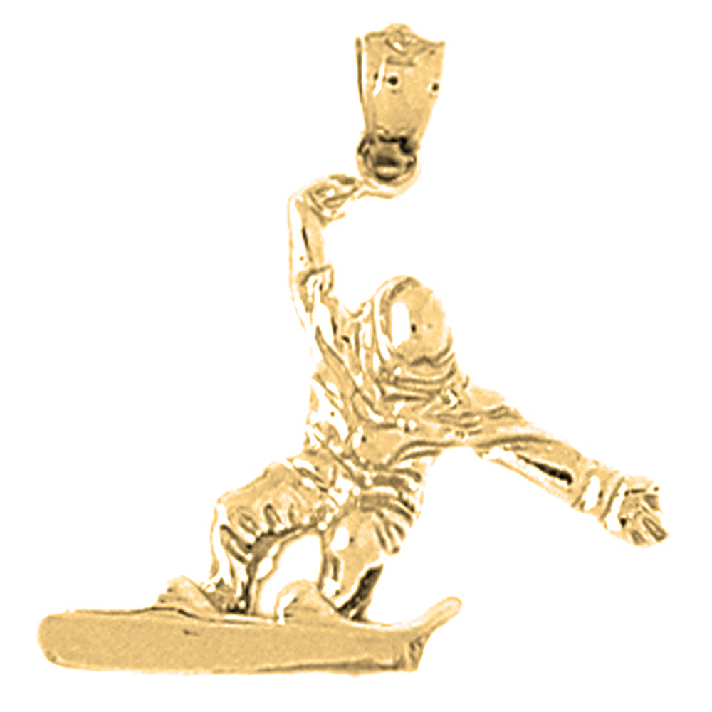 Yellow Gold-plated Silver Snow Boarder Pendant