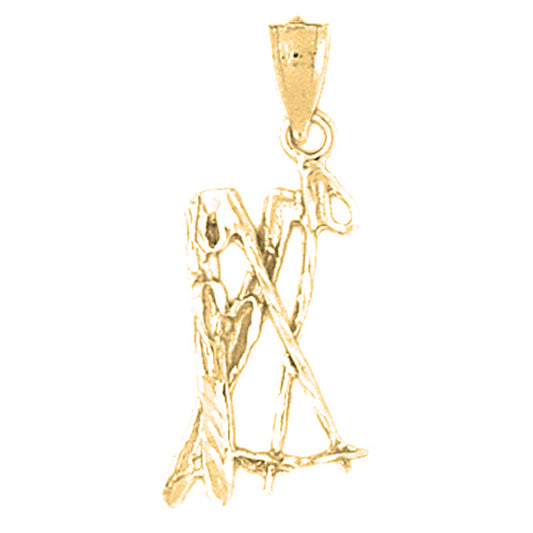 Yellow Gold-plated Silver 3D Set Of Skis Pendant